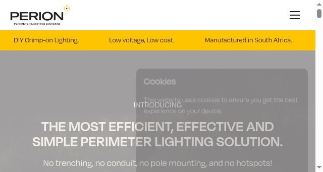 Screenshot of perionlighting.com