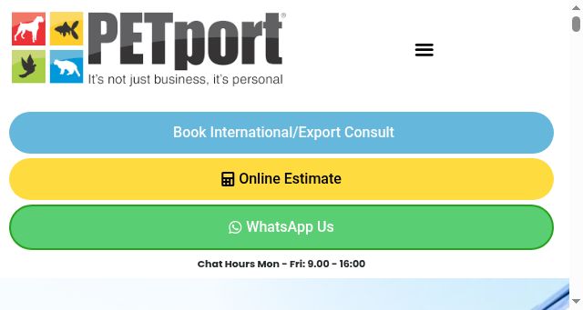 Screenshot of petport.co.za