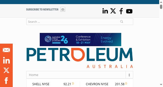 Screenshot of petroleumaustralia.com.au