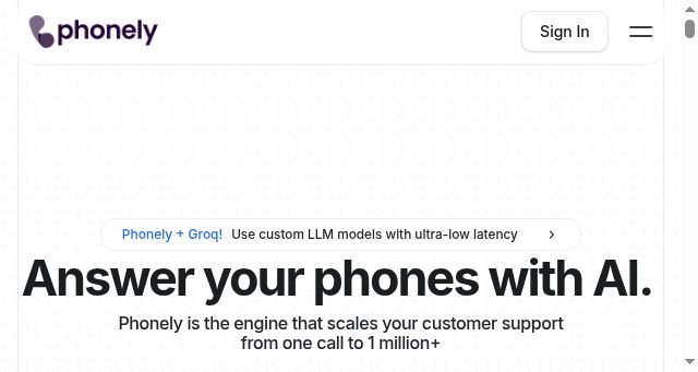 Screenshot of phonely.ai