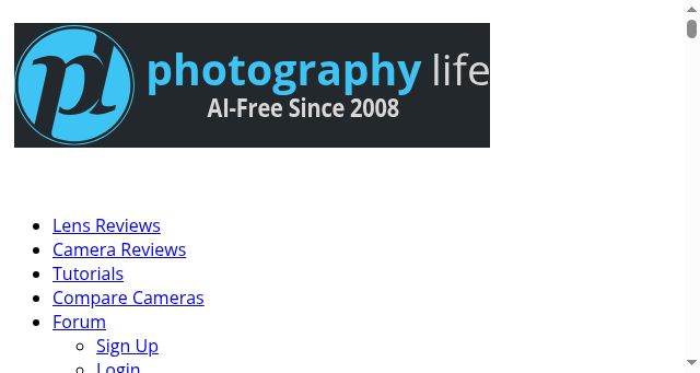 Screenshot of photographylife.com