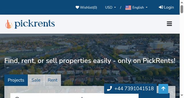 Screenshot of pickrents.com