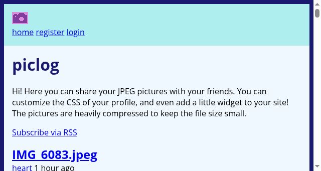 Screenshot of piclog.blue