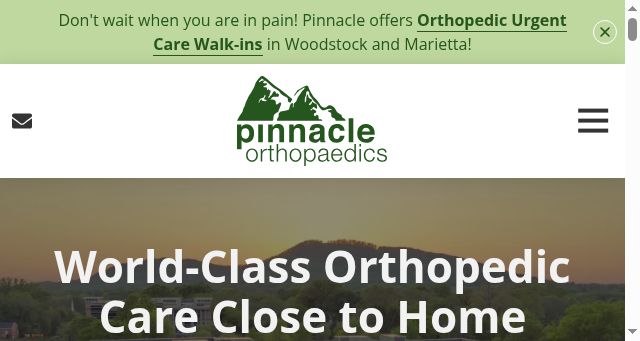 Screenshot of pinnacle-ortho.com