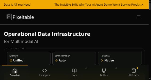 Screenshot of pixeltable.com