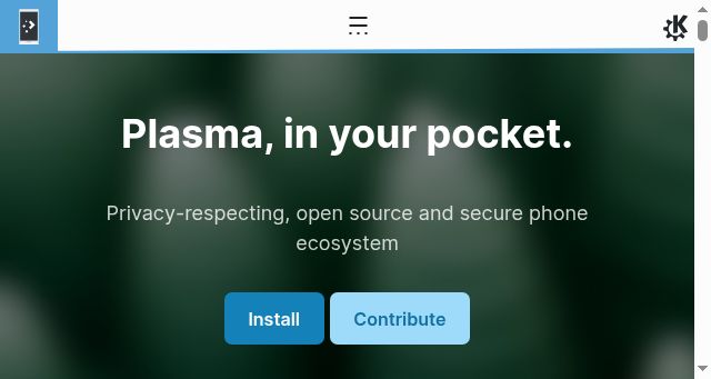 Screenshot of plasma-mobile.org