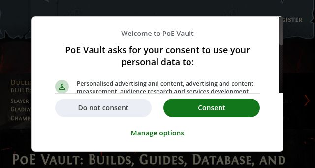 Screenshot of poe-vault.com