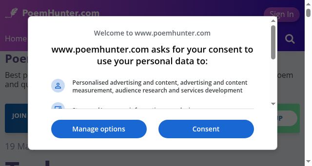 Screenshot of poemhunter.com