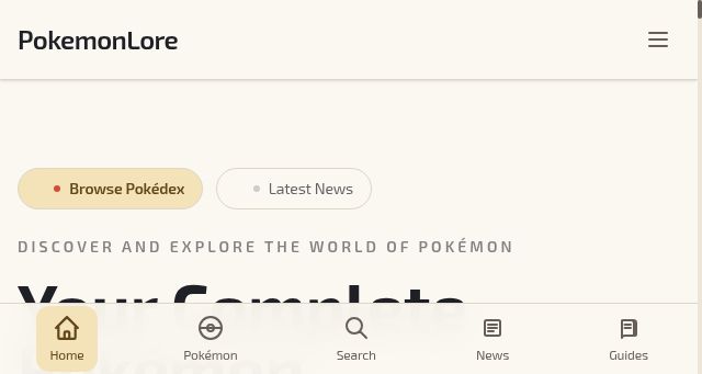 Screenshot of pokemonlore.com