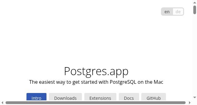 Screenshot of postgresapp.com