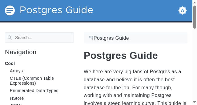 Screenshot of postgresguide.com