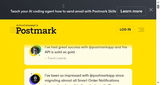 Screenshot of postmarkapp.com
