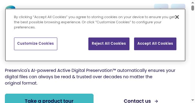 Screenshot of preservica.com