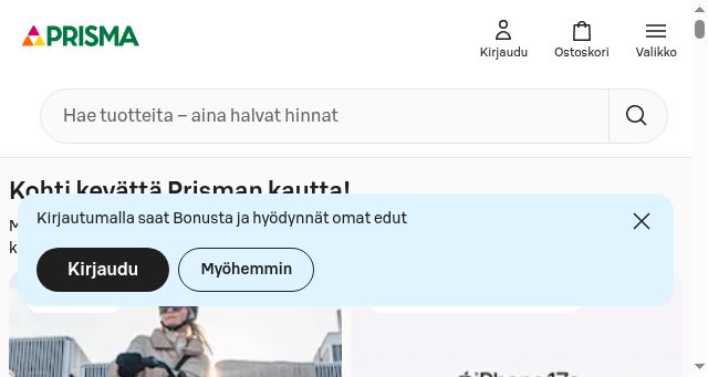 Screenshot of prisma.fi