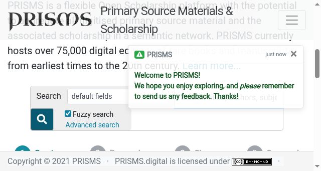 Screenshot of prisms.digital