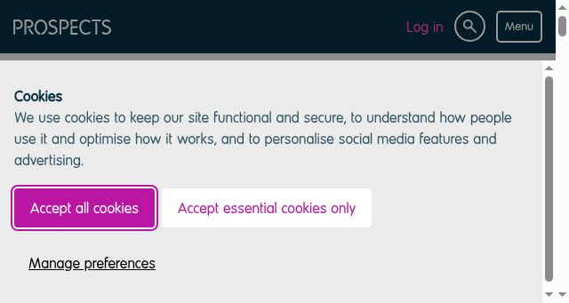 Screenshot of prospects.ac.uk