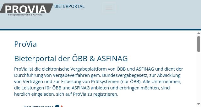 Screenshot of provia.at