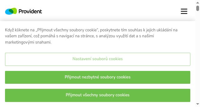 Screenshot of provident.cz