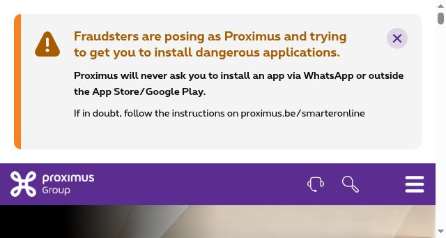 Screenshot of proximus.com