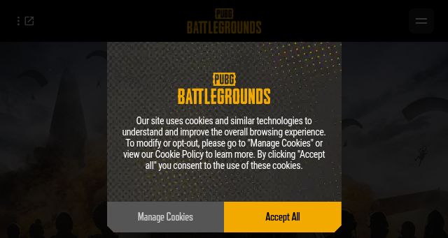 Screenshot of pubg.com