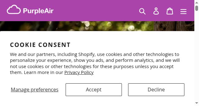 Screenshot of purpleair.com