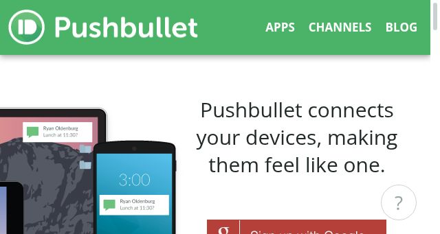 Screenshot of pushbullet.com