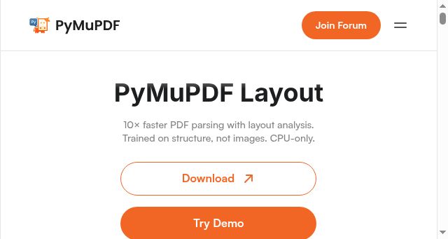Screenshot of pymupdf.io