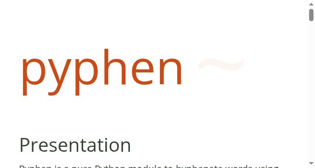 Screenshot of pyphen.org