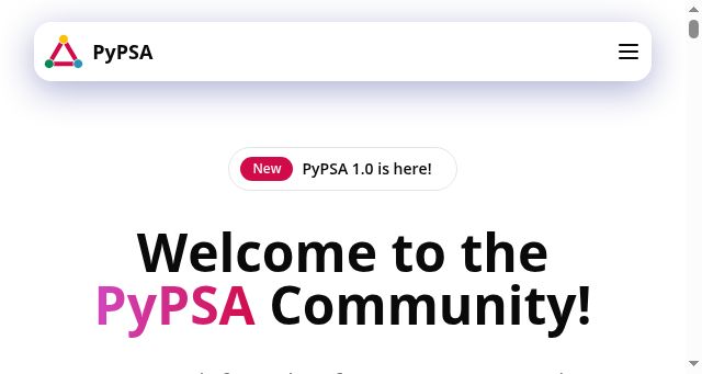 Screenshot of pypsa.org