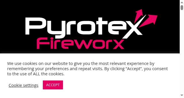 Screenshot of pyrotexfireworx.co.uk