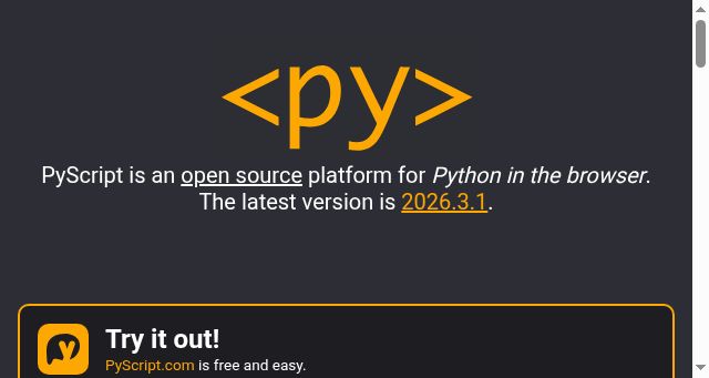 Screenshot of pyscript.net
