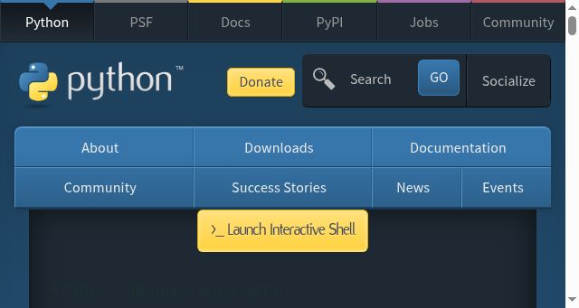 Screenshot of python.org