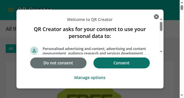 Screenshot of qr-creator.com
