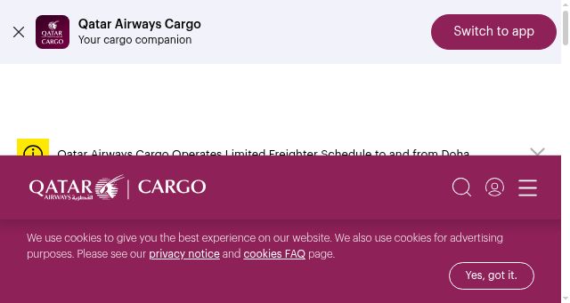 Screenshot of qrcargo.com