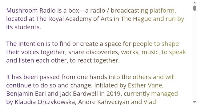 Screenshot of radiomushroom.org
