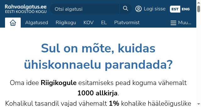Screenshot of rahvaalgatus.ee