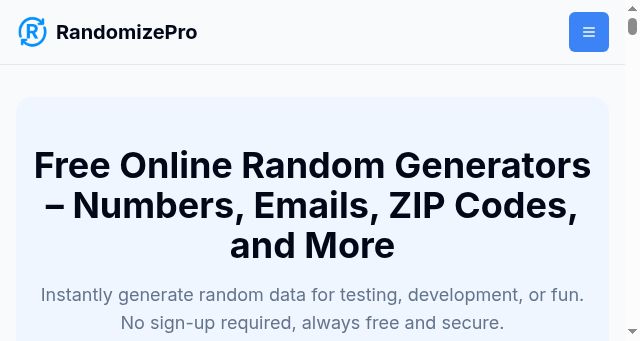 Screenshot of randomizepro.com
