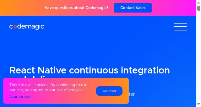Screenshot of reactnativeci.com