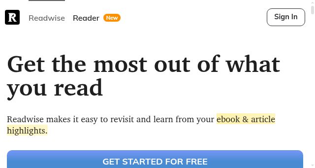 Screenshot of readwise.io