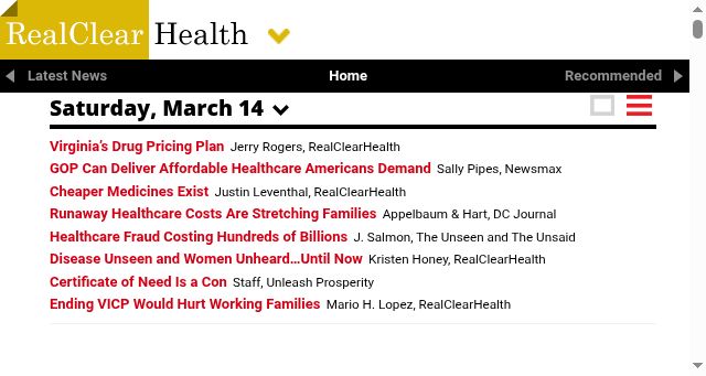 Screenshot of realclearhealth.com