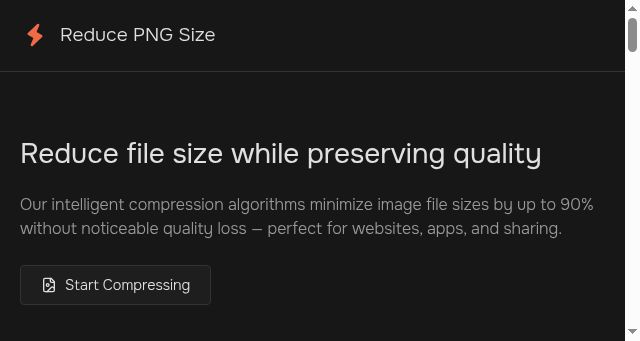 Screenshot of reducepngsize.com