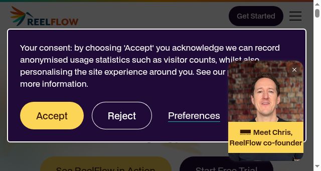 Screenshot of reelflow.com