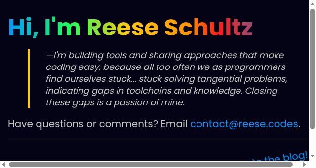 Screenshot of reese.codes