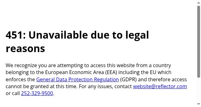 Screenshot of reflector.com