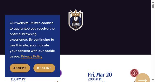 Screenshot of reignfc.com