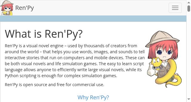 Screenshot of renpy.org