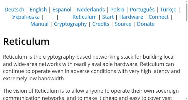 Screenshot of reticulum.network