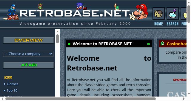 Screenshot of retrobase.net