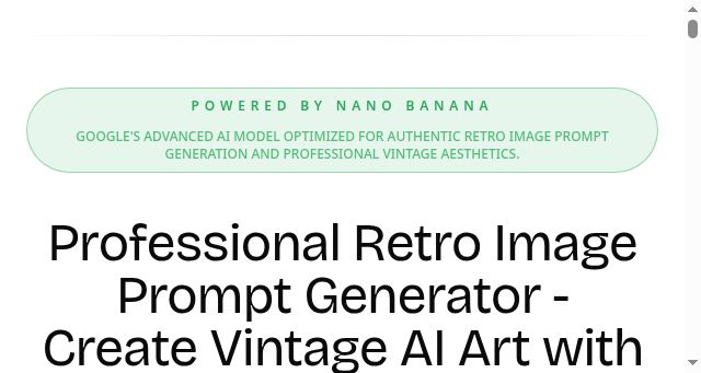 Screenshot of retroimageprompt.com