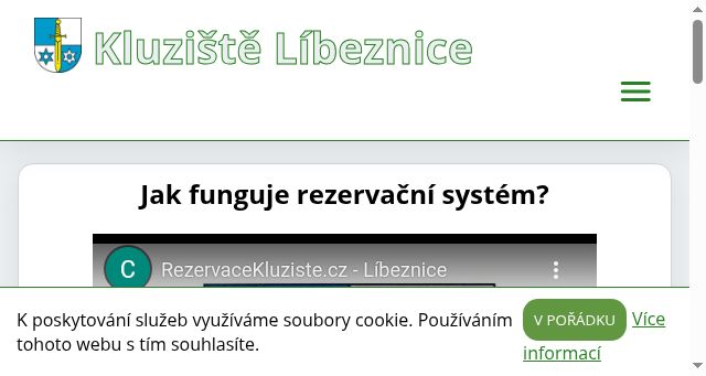 Screenshot of rezervacekluziste.cz